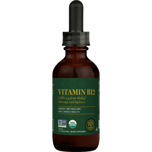 Organic Vitamin B12 Liquid | 5,000 mcg - 1 & 2 fl oz Oral Supplements Global Healing 1 fl oz 