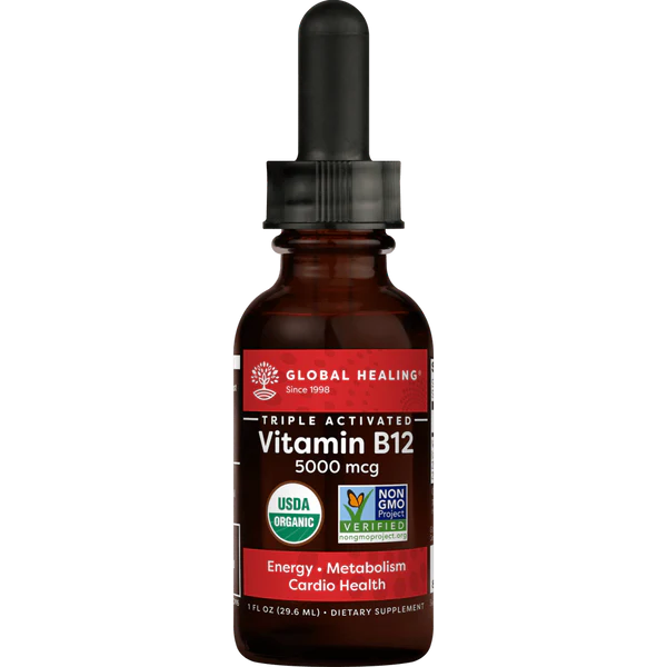 Organic Vitamin B12 Liquid | 5,000 mcg - 1 & 2 fl oz Oral Supplements Global Healing 
