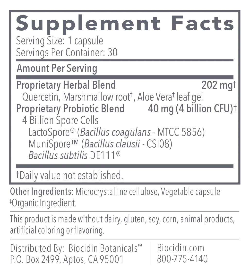 Proflora 4R | Spore-based Probiotic & Herbal Formula | Restore - 30 Capsules Oral Supplements Biocidin Botanicals 