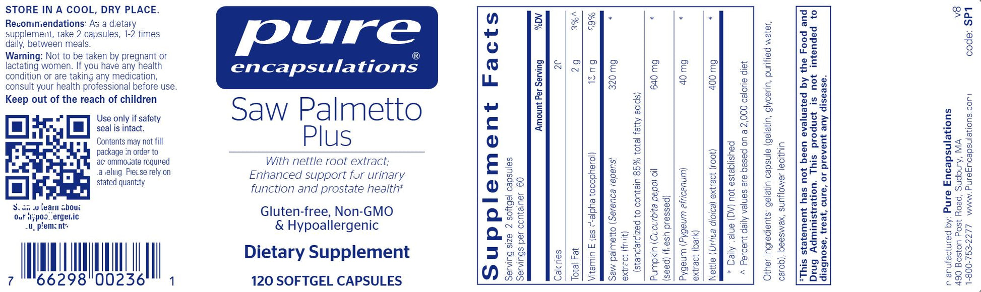 Saw Palmetto Plus | Broad support for urinary function and prostate health - 60, 120 & 250 Softgels Oral Supplements Pure Encapsulations 