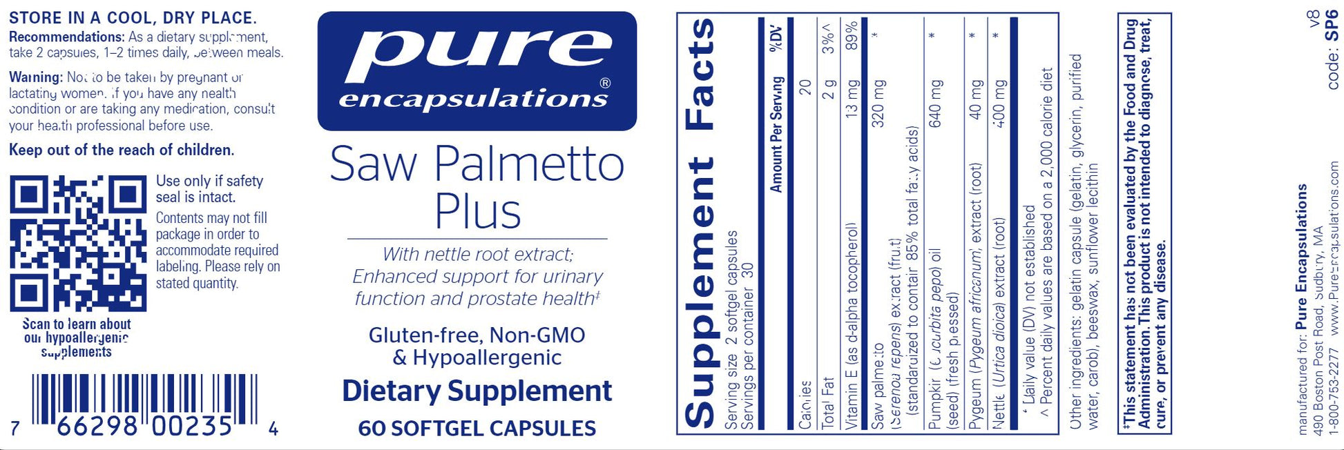 Saw Palmetto Plus | Broad support for urinary function and prostate health - 60, 120 & 250 Softgels Oral Supplements Pure Encapsulations 
