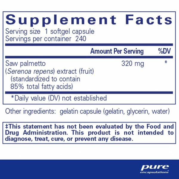 Saw Palmetto | Support for Urinary Function & Prostate Health | 320 mg - 120 & 240 Softgels Oral Supplements Pure Encapsulations 