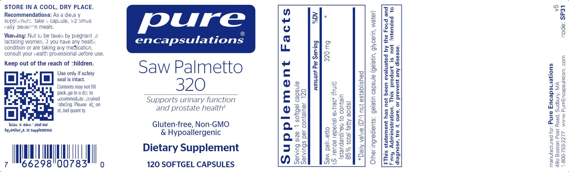 Saw Palmetto | Support for Urinary Function & Prostate Health | 320 mg - 120 & 240 Softgels Oral Supplements Pure Encapsulations 