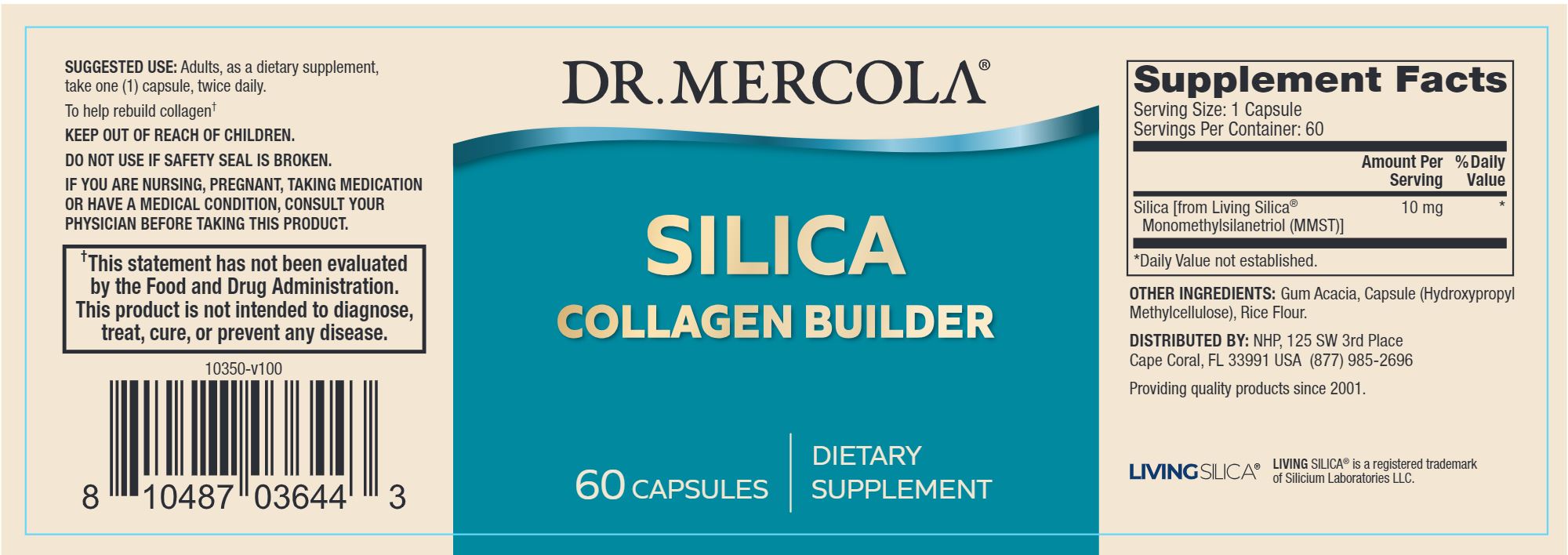 Silica Collagen Builder - 60 Capsules Oral Supplements Dr. Mercola 