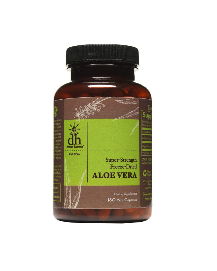 Super-Strength Aloe Vera | Organically Grown & Non-GMO - 90 & 180 Capsules Oral Supplement Desert Harvest 180 Capsules 