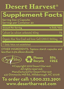 Super-Strength Aloe Vera | Organically Grown & Non-GMO - 90 & 180 Capsules Oral Supplement Desert Harvest 