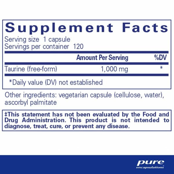 Taurine | Cardiovascular & Detoxification Support - 1,000 mg - 120 Capsules Oral Supplements Pure Encapsulations 