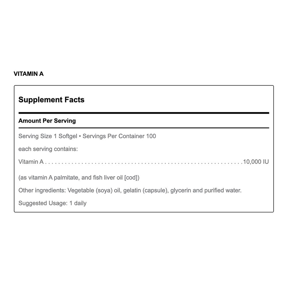 Vitamin A | 10,000 IU - 100 softgels Oral Supplement Douglas Laboratories 