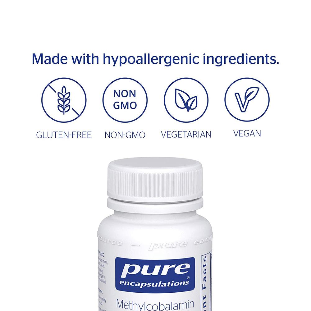 Vitamin B12 Methylcobalamin 1,000 mcg - 60 capsules Oral Supplement Pure Encapsulations 