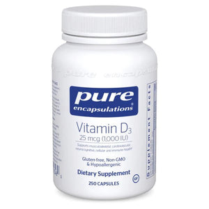 Vitamin D3 | 1,000 IU - 25 mcg - 250 Capsules Oral Supplements Pure Encapsulations 