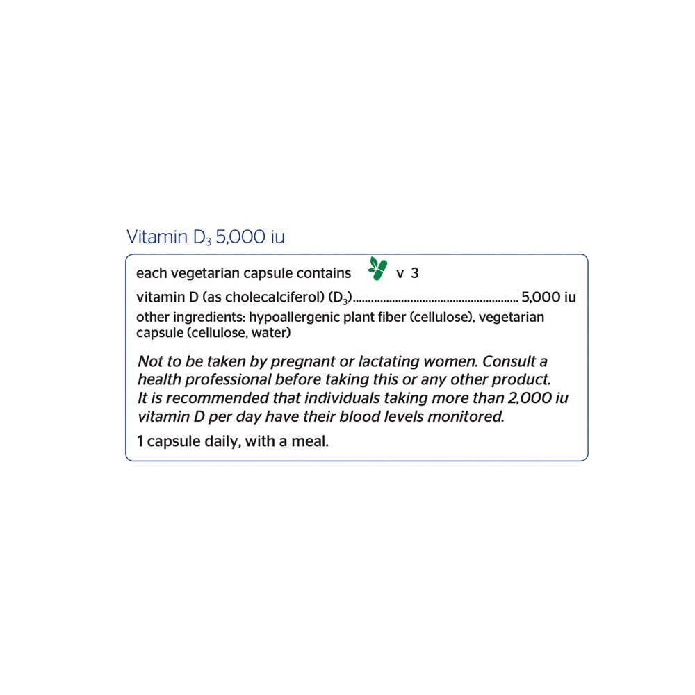 Vitamin D3 5,000 IU | Pure Vitamins - 125 mcg. 250 capsules Oral Supplement Pure Encapsulations 