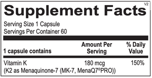 Vitamin K2 by Ortho Molecular Products - 180 mcg. 60 capsules Oral Supplement Ortho Molecular Products 