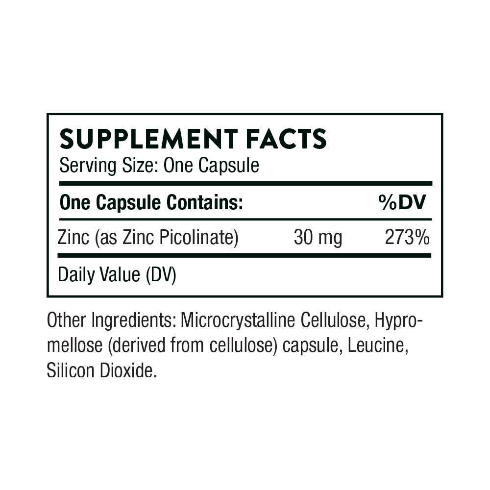 Zinc Picolinate 30mg | Advanced Absorption - 60 capsules Oral Supplement Thorne 